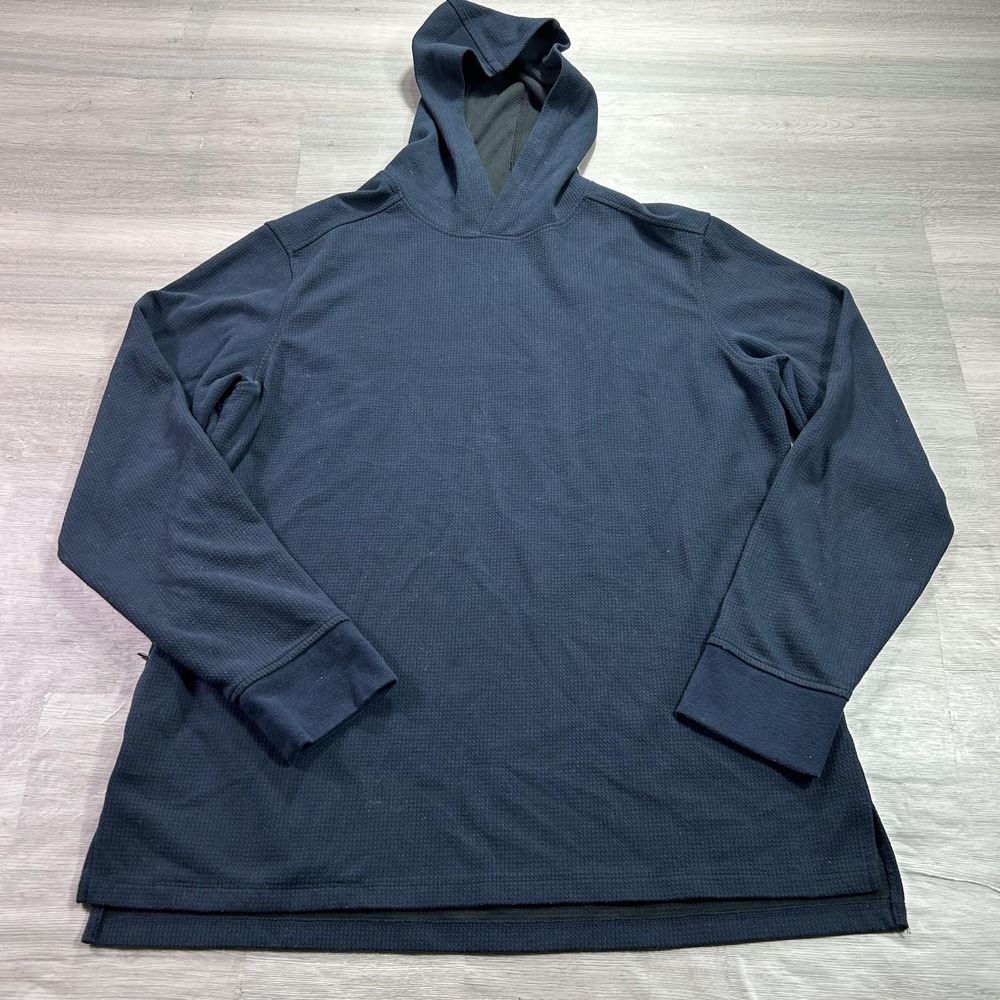 01.ALGO Hoodie Shirt Mens XL Blue Performance Knit Pullover Moisture Wicking